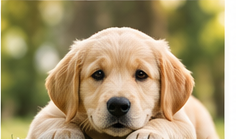 Cachorro golden retriever en primer plano durante una clase